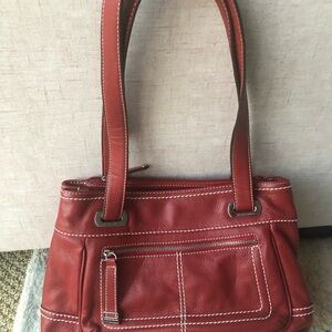 Tignanello Red Leather Shoulder Bag